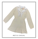 Váy SELF PORTRAIT bling cổ nơ trắng