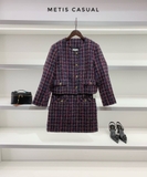 Chân váy Sandro Tweed kẻ đỏ