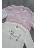 Cardigan THOM BROWNE logo lưng 2 màu