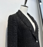 Blazer AJE tweed 1 khuy đá