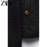 Áo khoác ZARA dạ đen cổ tròn