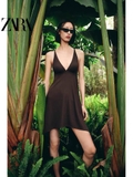 Váy ZARA yếm nâu