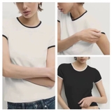 Tshirt MASSIMO DUTTI trơn viền tay