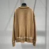 Cardigan Jil Sander nâu viền trắng