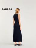 Váy SANDRO đen sát nách viền thêu hoa
