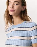 Áo len RAG & BONE cộc kẻ xanh trắng