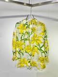 Sơ mi ALICE OLIVIA lụa hoa vàng