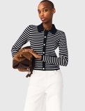 Áo MAJE kẻ navy cổ bẻ