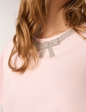 Tshirt MAJE hổng viền cổ nơ đá
