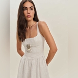 Váy REFORMATION 2 dây linen 2 màu