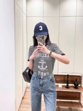 Tshirt CELINE kẻ ngang kẻ đen trắng