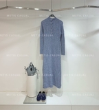 Váy len Maje xanh trơn