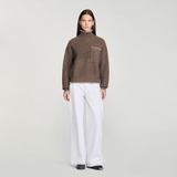 Áo len SANDRO nâu viền bện