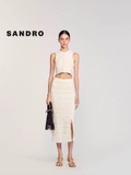Chân váy SANDRO kem dài đính cườm