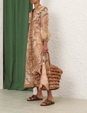 Váy ZIMMERMANN nâu cổ V dài tay