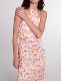 Váy MAJE lụa hoa nhí cam