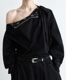 Sơ mi LEMAIRE cổ xích đen chỉ nổi