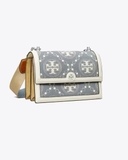 Small T monogram denim shoulder bag