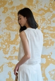 Chân váy ZARA trắng thêu hoa nổi