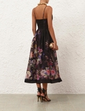 Váy 2 dây ZIMMERMANN đen dây rút eo