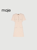 Váy MAJE hồng trắng cộc tay