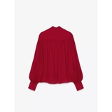 Sơ mi ZARA chiffon đỏ cổ cột nơ