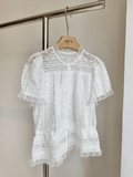 Áo Sezane trắng cộc tay cải ren