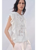 Áo ZARA sát nách trắng ren dập (có set)