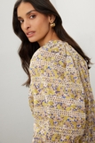 Áo MAJE hoa vàng tay đèn lồng