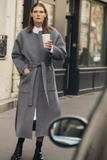 Áo dạ ZARA cổ tròn kèm belt túi 2 bên