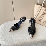 Slingback PRADA mũi kim loại