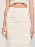 Chân váy SANDRO kem dài đính cườm
