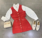 Set áo gile+ chân váy Sando đỏ