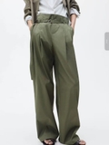Quần MANGO rêu xếp ly kèm belt