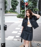 Áo SANDRO jeans viền chỉ vàng ( có set )