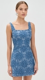 Váy ALICE OLIVIA jean 2 dây hoa nổi