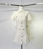 Váy tweed SANDRO chân xếp ly