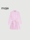 Váy MAJE sơ mi kẻ đỏ đính đá