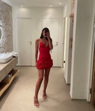 Váy ZARA 2 dây hoa đỏ