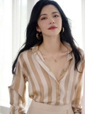 Sơ mi FENDI lụa kẻ nâu ( có set )