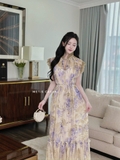 Váy ZIMMERMANN nâu hoa bèo cổ