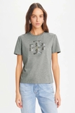 Tshirt TORY BURCH ghi logo đá