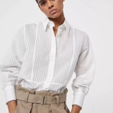 Sơ mi BRUNELLO CUCINELLI trắng xếp ly