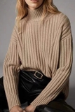 Áo len nâu vặn thừng Massimo Dutti cổ đứng