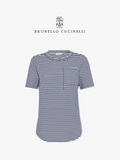 Tshirt Brunello túi ngực kẻ ngang