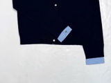 Áo len MAJE navy cổ bẻ tay cải sơ mi kẻ xanh
