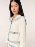 Áo khoác MAJE trắng cải jeans cổ bẻ ( Có set )