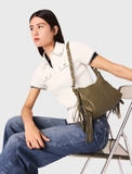 Áo MAJE trắng tộc tay viền đen