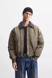 Áo khoác ZARA MAN rêu cổ lông chun gấu