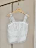Áo 2 dây Sezane trắng viền ren